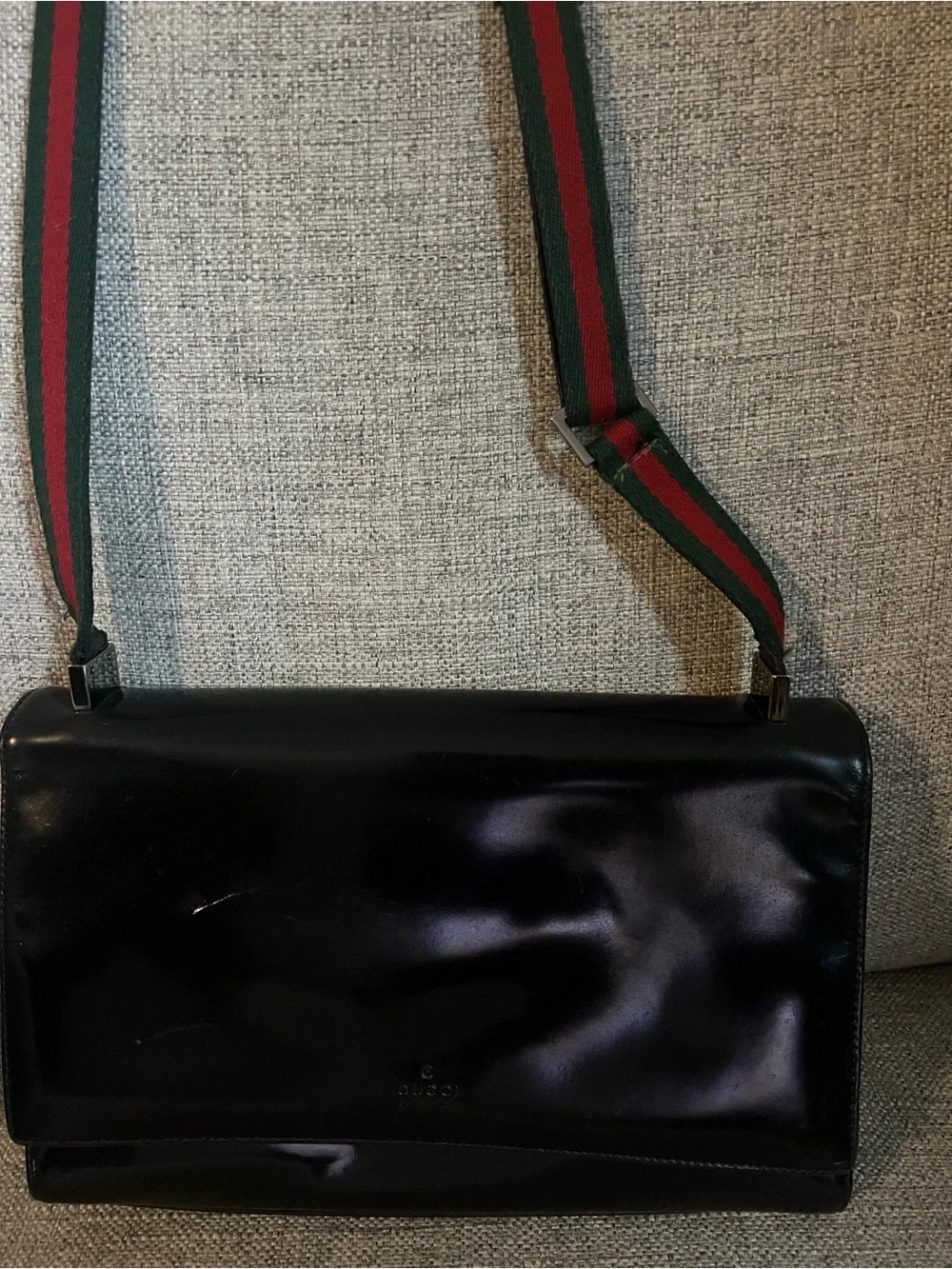 Gucci Black Patent Leather Messenger Bag